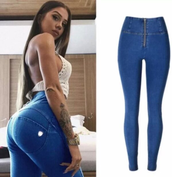 Push-up Body Shaping Light Blue High Cut Jeans